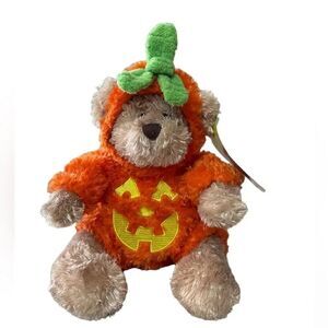 NWT Vtg 2012 Adventure 8” Halloween Teddy Bear Pumpkin Costume Stuffed Animal